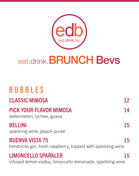 Eat Drink Be Menu 2025